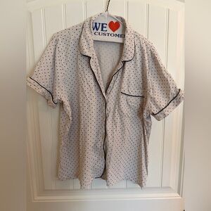 J. Crew white Pajama Top and shorts with Navy Polka Dots